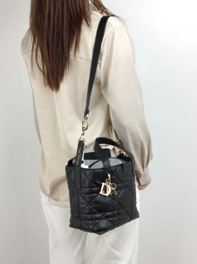 DIOR Shoulder Bag TOUJOURS Edition Black Calfskin Small 18.5 × 12 × 18.5 cm — on-model view 1 of 2