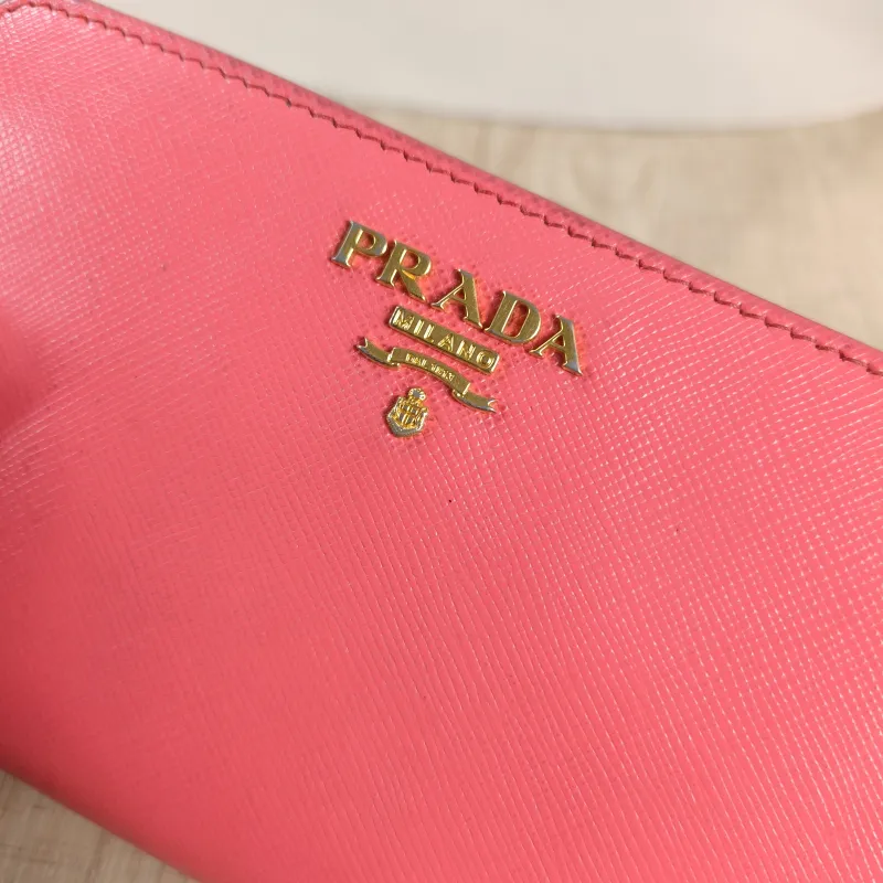 PRADA Wallet Edition Wallet Pink Calfskin One Size 14 × 3 × 9 cm — detail view 2 of 10