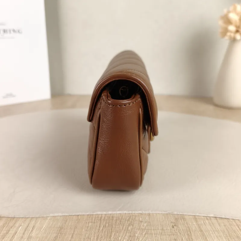 GUCCI Crossbody Bag GG Marmont Mini Marmont Mini Caramel Calfskin Mini 16.5 × 4.5 × 9.5 cm — detail view 1 of 11