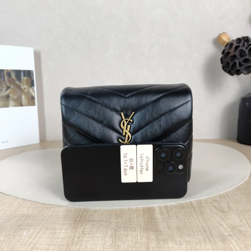 SAINT LAURENT Crossbody Bag LOULOU Black Calfskin Mini 20 × 7.5 × 14 cm — cover view 2 of 6