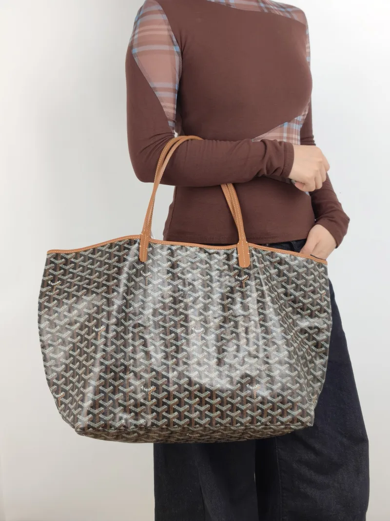 GOYARD Shoulder Bag SAINT LOUIS Shopping Tote Brown PVC Large 40 × 20 × 32 cm — on-model view 2 of 2