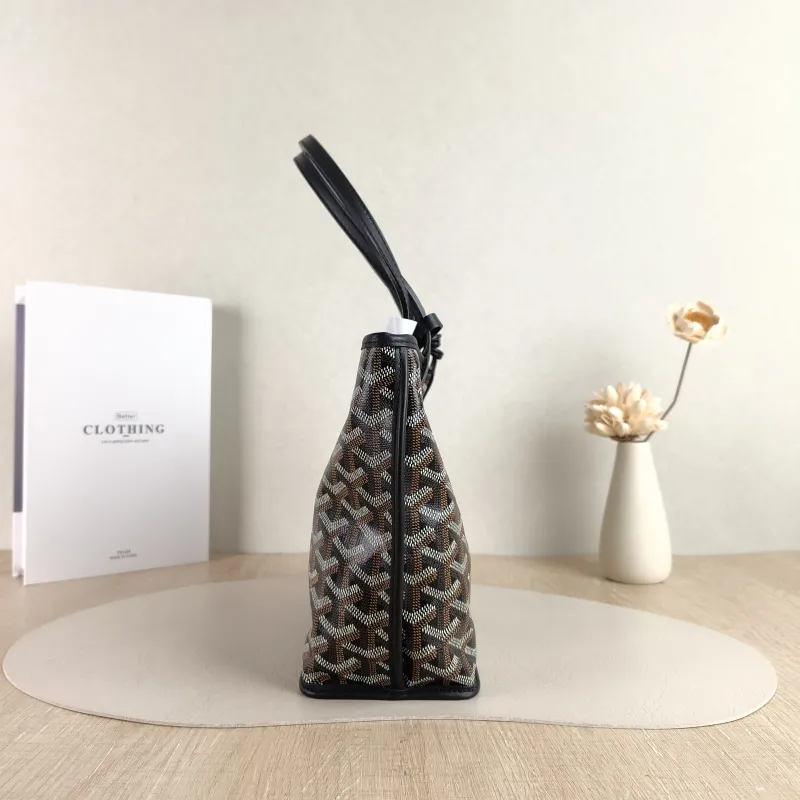 GOYARD Top Handle Bag ANJOU Shopping Tote Black ine Canvas Mini 19.5 × 9 × 19.5 cm — detail view 5 of 12