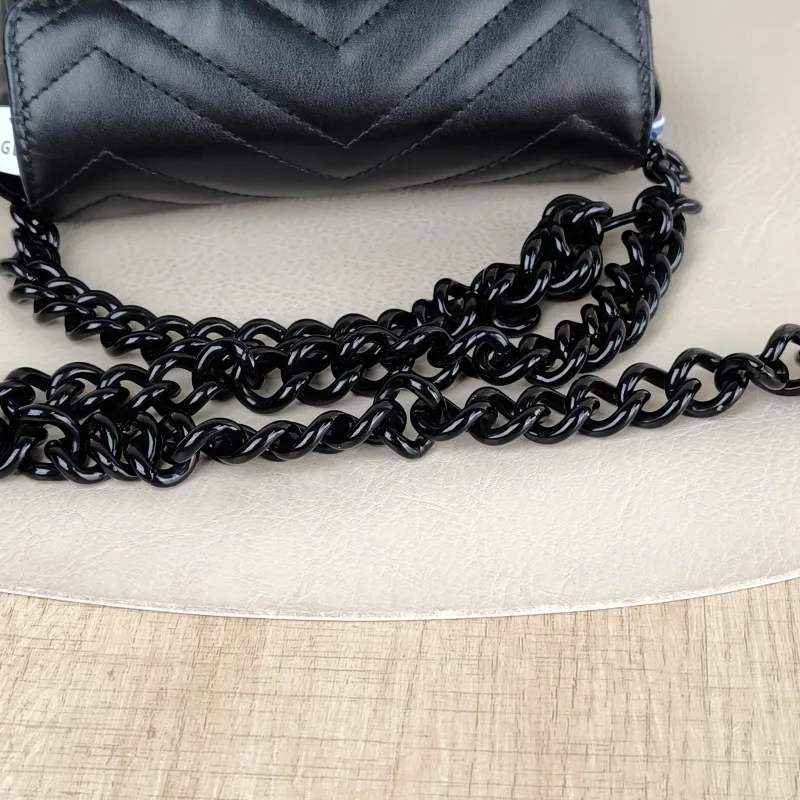 GUCCI Crossbody Bag GG Marmont So Black Marmont So Black Black CC alfskin Mini 16.5 × 5 × 10 cm — detail view 6 of 12