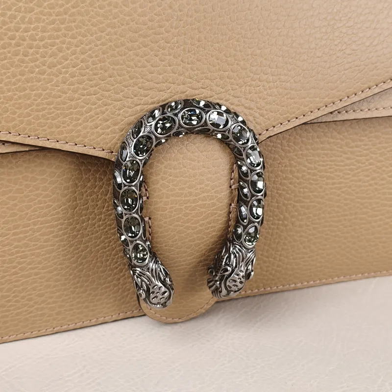 GUCCI Top Handle Bag Dionysus Edition Brown Calfskin Medium 28 × 9 × 17 cm — detail view 13 of 15
