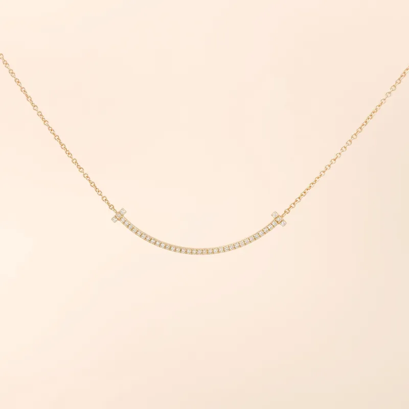 Tiffany&Co. Necklace TC ollection Smile Yellow Gold Pavé Diamond Yellow Gold Diamond18KY ellow Gold Small40.6-45.7