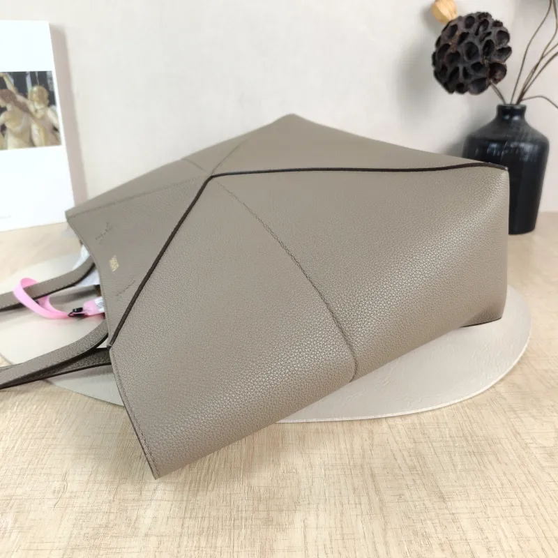 LOEWE Shoulder Bag Puzzle Fold Shopping Tote Dark Grey Calfskin Medium 31.5 × 12.5 × 29 cm — detail view 12 of 14