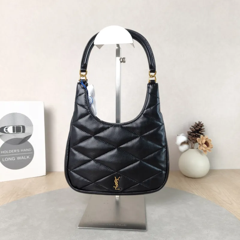 SAINT LAURENT Shoulder Bag Black Lambskin One Size 20 × 3 × 21 cm