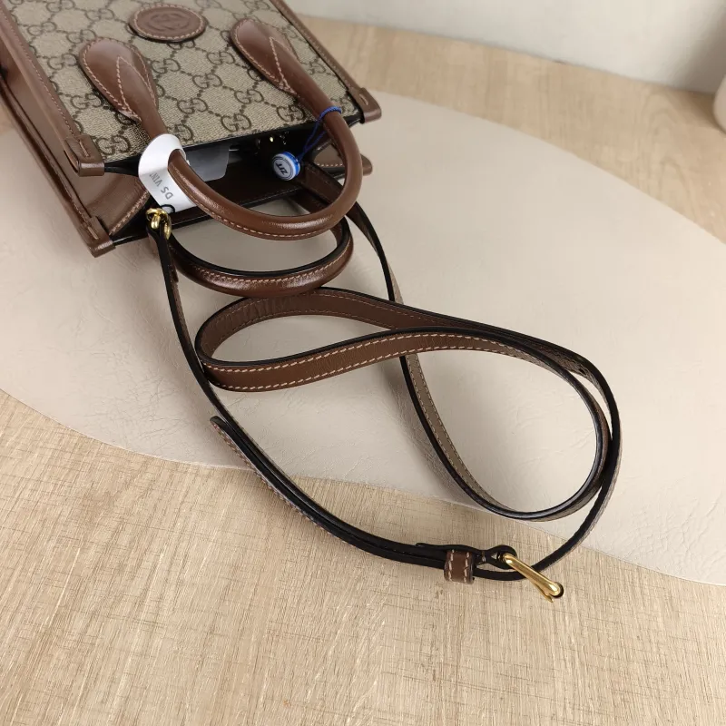 GUCCI Crossbody Bag GG Retro Collection Tote Bag Brown PVC Mini 16 × 7 × 20 cm — detail view 6 of 10
