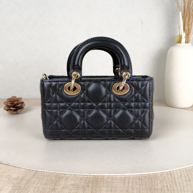 DIOR Crossbody Bag Lady D-Joy Black Lambskin Mini 16 × 5 × 9 cm — cover view 3 of 5