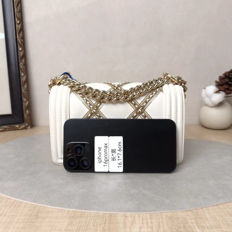Chanel Crossbody Bag Le Boy​ Edition White Calfskin Small20.5 × 8.5 × 12 cm — cover view 3 of 5