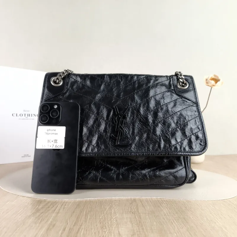 SAINT LAURENT Crossbody Bag Niki D Waxed Leather Calfskin Large 32 × 9 × 23 cm — cover view 4 of 5