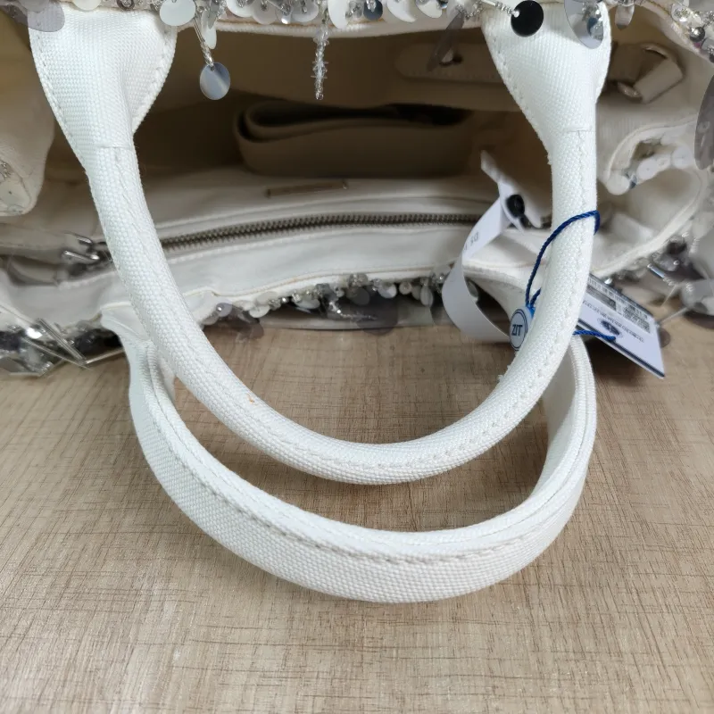 PRADA Top Handle Bag Canape White Canvas 28 × 15 × 18 cm — detail view 12 of 12
