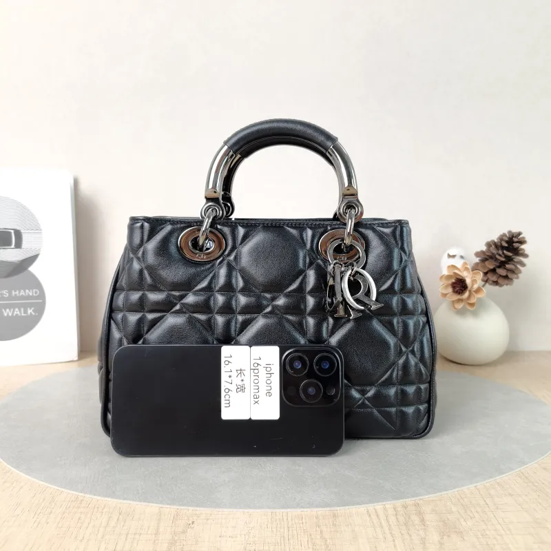 DIOR Top Handle Bag Lady 95.22 Black Calfskin Small25 × 10 × 16 cm — cover view 3 of 5