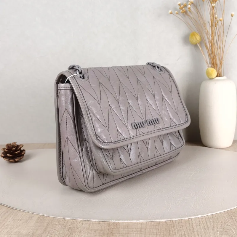 Miumiu Crossbody Bag Crossbody Bag Grey Calfskin One Size 21 × 7 × 17 cm — cover view 5 of 5