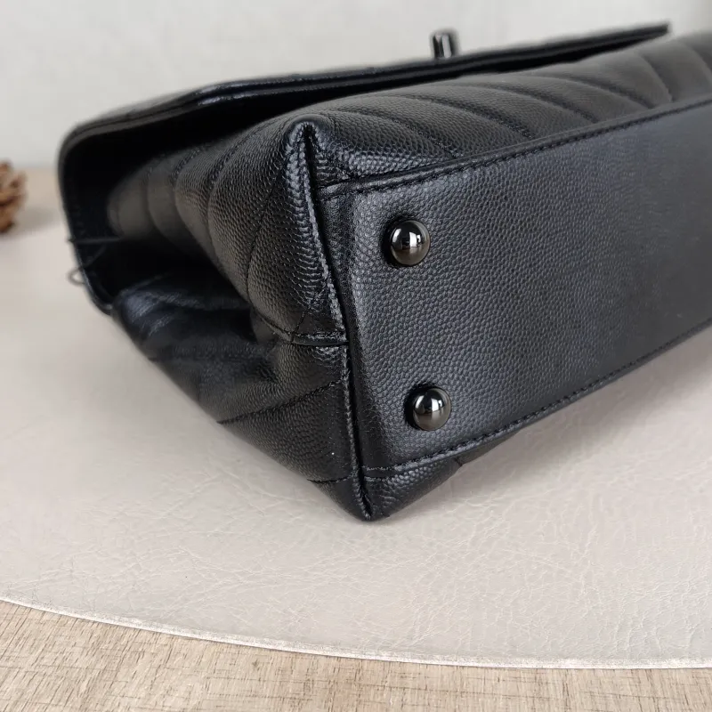 Chanel Top Handle Bag Coco Handle​ v Black Grained Calfskin Small 24 × 10 × 14 cm — detail view 11 of 14