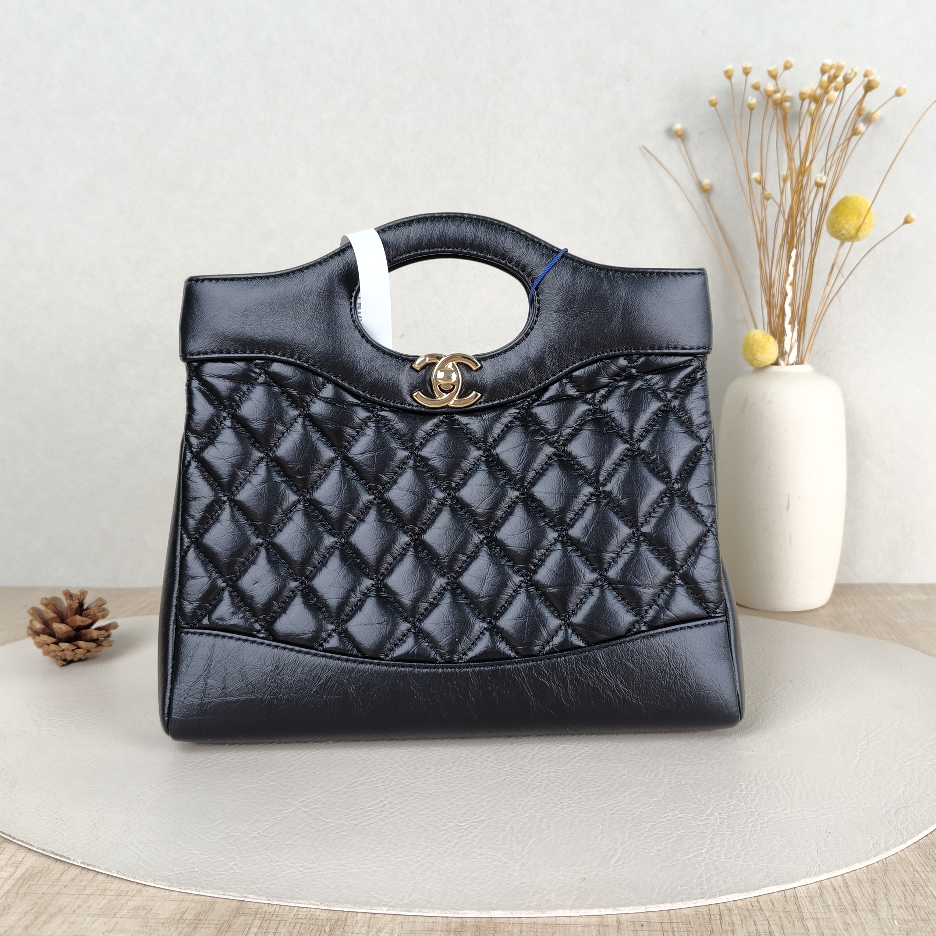 Chanel Crossbody Bag31Bag Black Waxed Leathermini23 × 5.5 × 22 cm