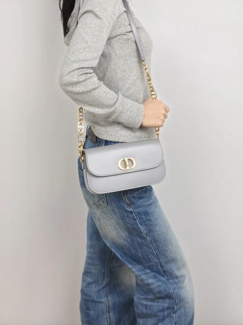 DIOR Crossbody Bag 30Montaigne 30 Avenue Grey Calfskin Small 23 × 6.5 × 13 cm — on-model view 1 of 2