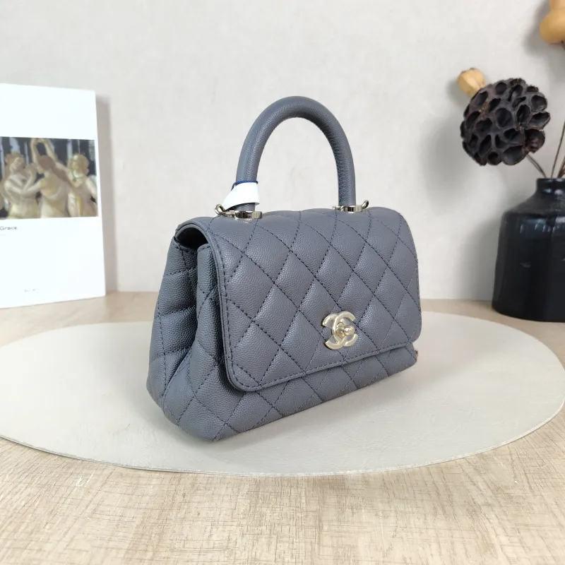 Chanel Crossbody Bag Coco Handle Dark Grey Grained Calfskin Mini 19 × 9 × 13 cm — cover view 5 of 6