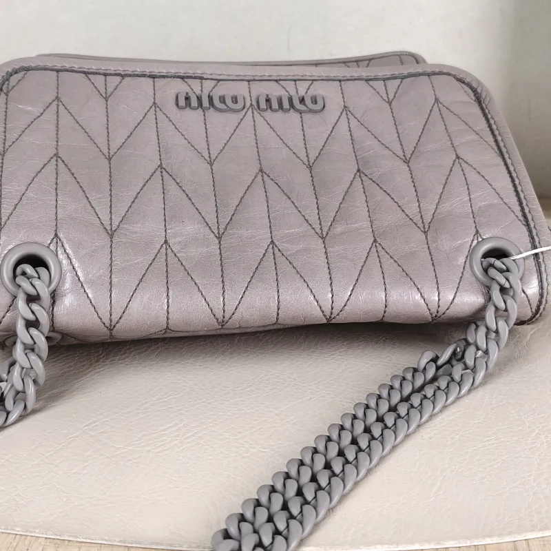 Miumiu Crossbody Bag Crossbody Bag Grey Calfskin One Size 21 × 7 × 17 cm — detail view 10 of 14