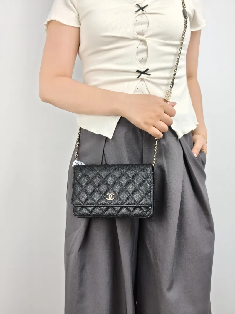 Chanel Crossbody Bag CF WOCWOC Bag coco Black Grained Calfskin Mini 19.2 × 3.5 × 12.3 cm — on-model view 2 of 2