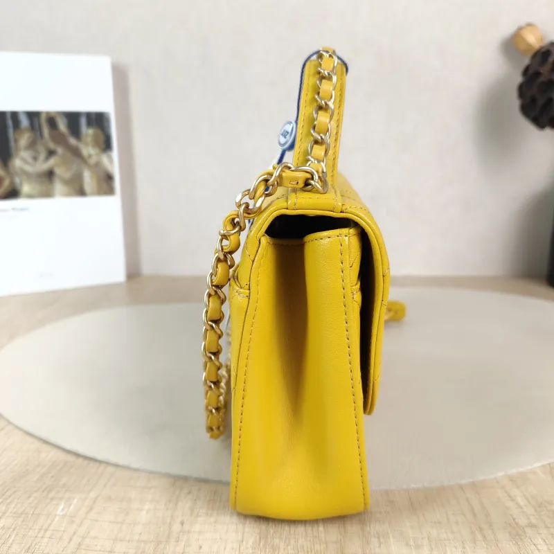 Chanel Crossbody Bag Top Handle Crossbody Bag Yellow Calfskin 20 × 6 × 14 cm 28 — detail view 11 of 12