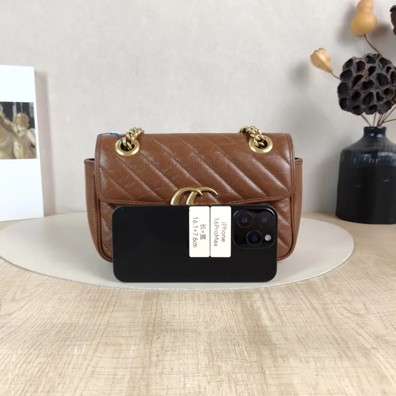 GUCCI Crossbody Bag GG Marmont Small Marmont 22 Caramel Calfskin Small 22 × 6 × 13 cm — cover view 2 of 5