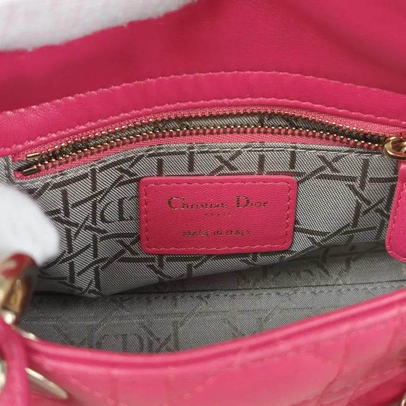 DIOR Lady Lady Dior Bag mini Pink Lambskin · Shoulder Strap Dust Bag · 17 × 7 × 15 cm — detail view 2 of 10