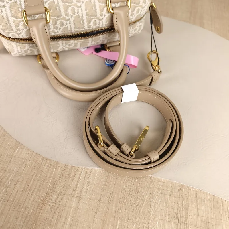 DIOR Shoulder Bag Groove 20 Top Handle Bag Taupe Canvas Small 20.5 × 12 × 13.5 cm — detail view 5 of 11