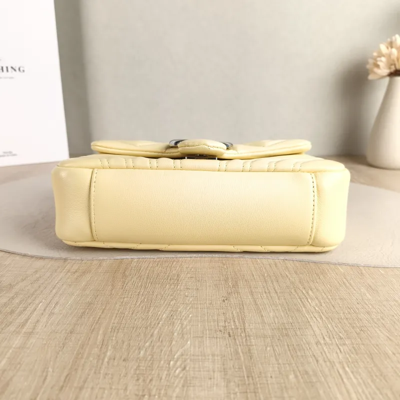 GUCCI Crossbody Bag GG Marmont Small Marmont 22 Yellow Lambskin Small 22 × 6 × 13 cm — cover view 3 of 6
