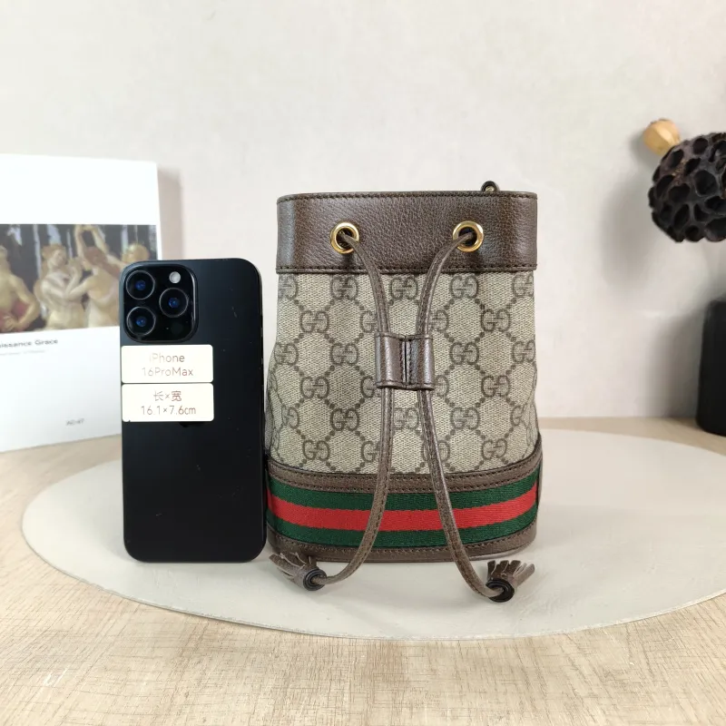 GUCCI Shoulder Bag Ophidia Bucket Bag Monogram PVC Mini 15.5 × 9 × 19 cm — cover view 3 of 5