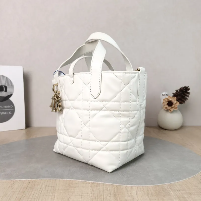 DIOR Top Handle Bag TOUJOURS Edition White Calfskin Small 18.5 × 12 × 18.5 cm — cover view 4 of 6
