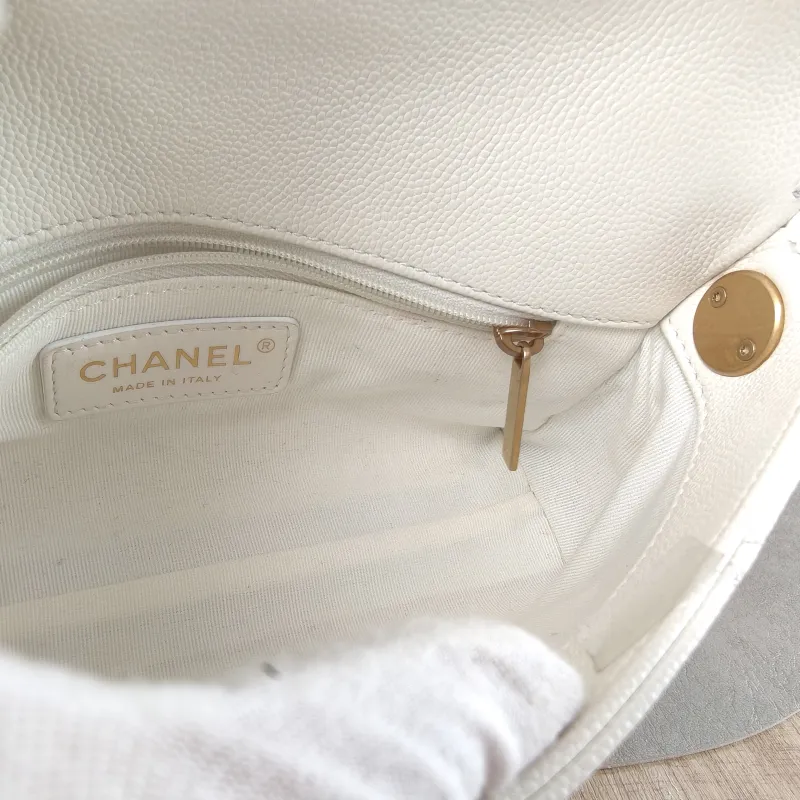 Chanel Crossbody Bag 25k cf Collection Top Handle Bag White Gold Grained Calfskin One Size 20 × 5 × 13 cm — detail view 1 of 13