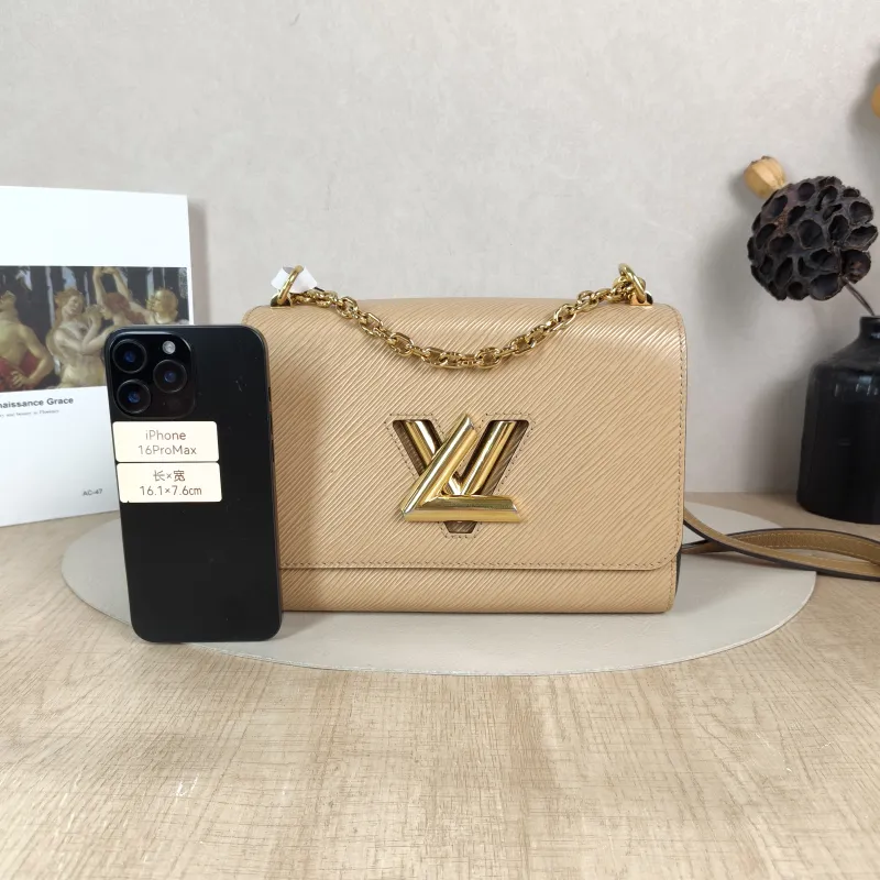 Louis Vuitton Crossbody Bag Twist Taupe Epi Embossed Calfskin Medium 23 × 9.5 × 17 cm — cover view 5 of 6