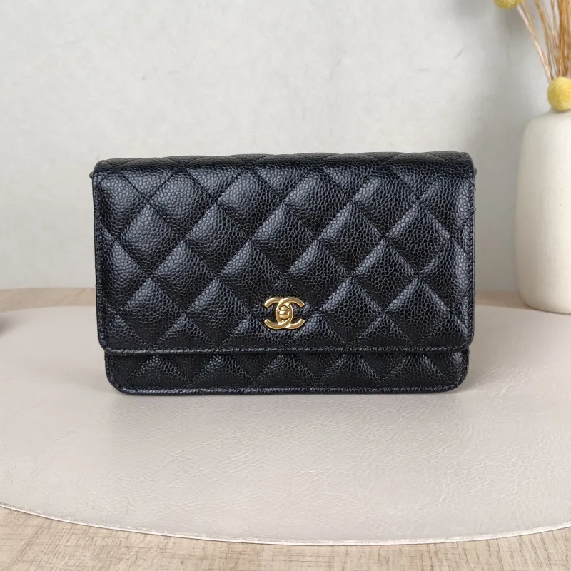 Chanel Crossbody Bag Classic Flap WOC CF WOCWOC Bag Black Grained Calfskin Mini 19.2 × 3.5 × 12.3 cm