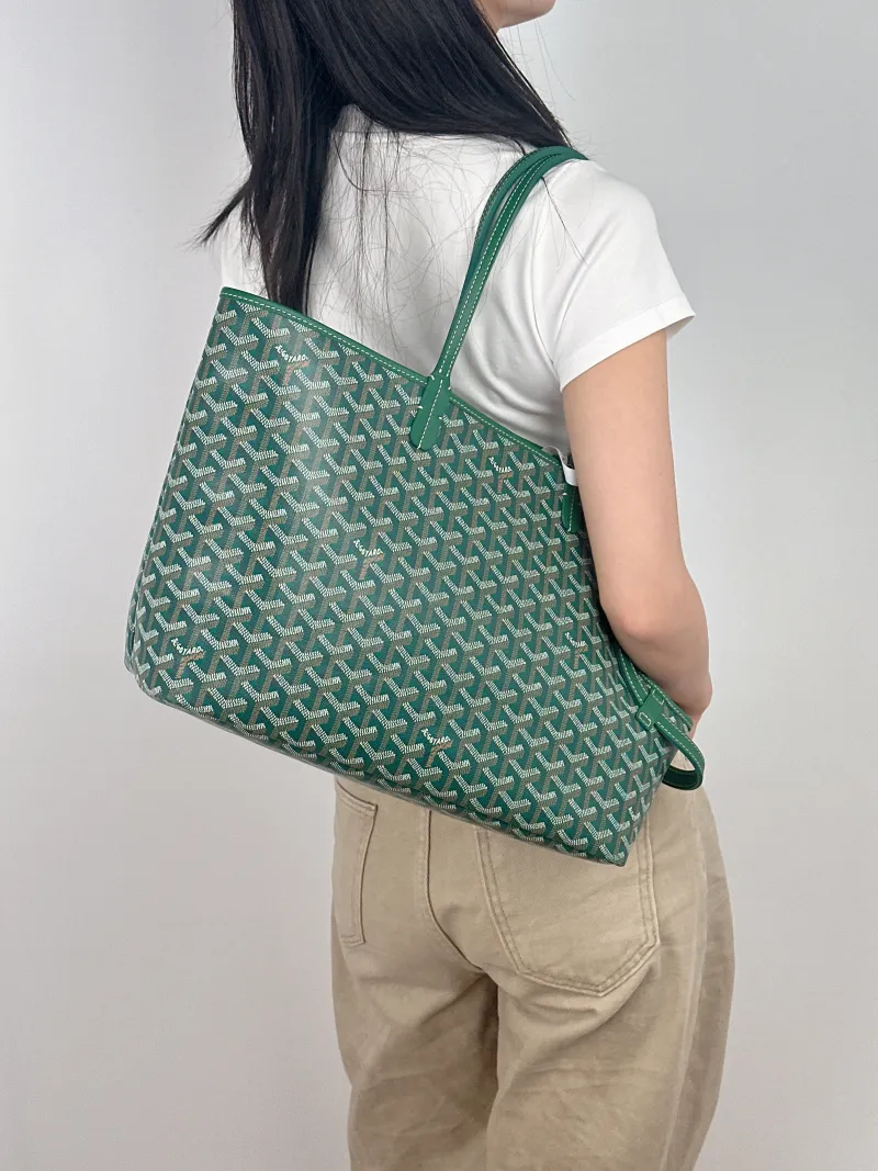 GOYARD Shoulder Bag Chien Gris Tote Bag Green PVC One Size 33.5 × 15 × 27 cm — on-model view 2 of 2