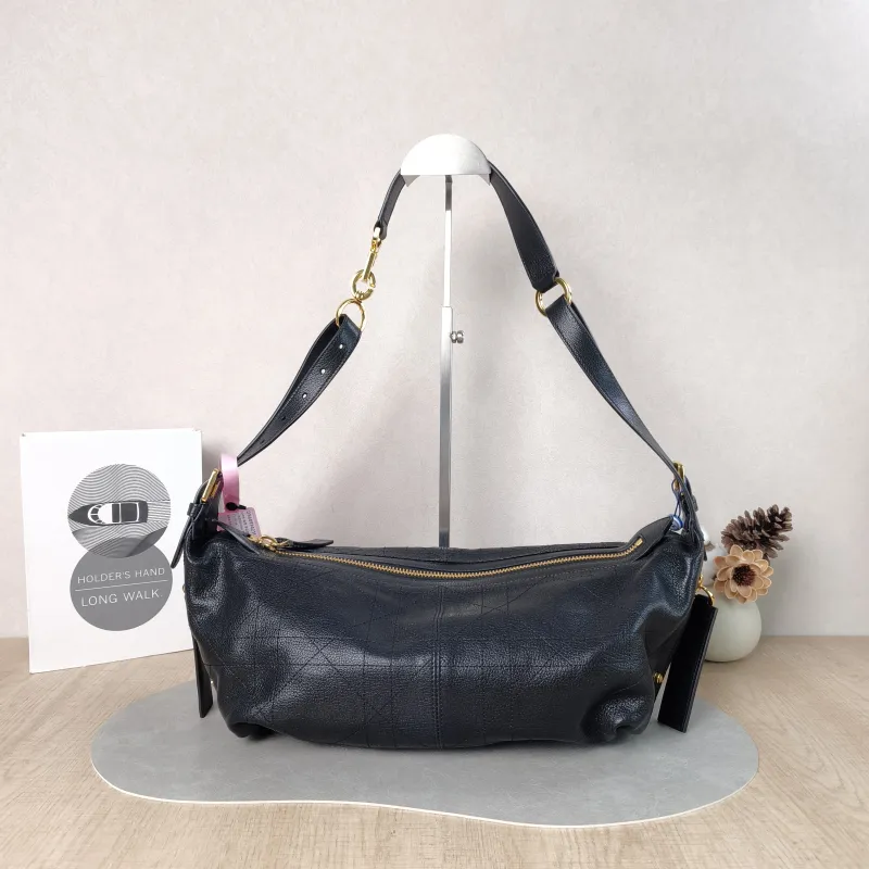 DIOR Shoulder Bag D-Journey Shoulder Bag Hobo Black Calfskin Medium 33 × 15 × 16 cm