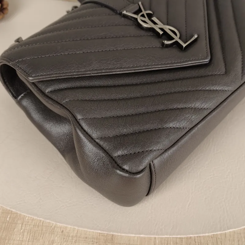 SAINT LAURENT Shoulder Bag COLLEGE Dark Grey Lambskin Medium 24 × 6.5 × 17 cm — detail view 5 of 13