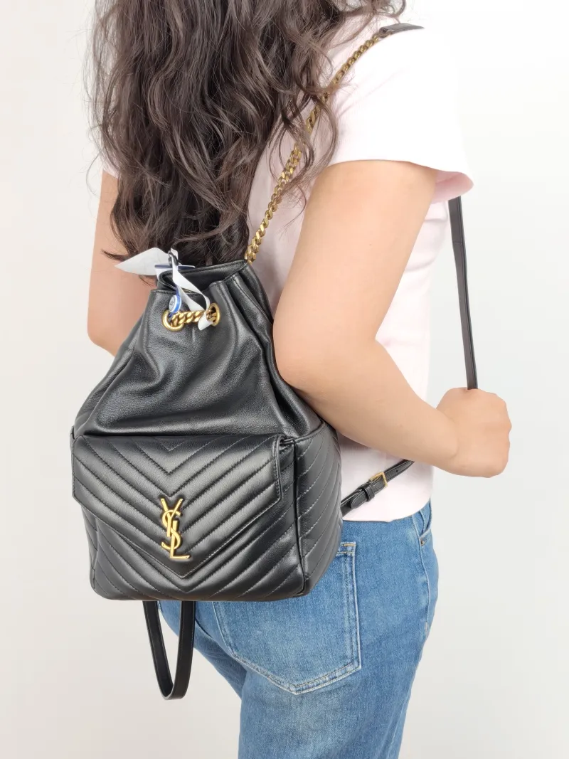 SAINT LAURENT Backpack Joe Backpack Black Lambskin One Size 22 × 15 × 29 cm — on-model view 1 of 2