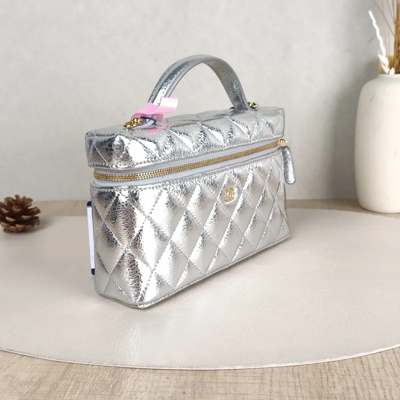 Chanel Crossbody Baglp Box Bag Top Handle Crossbody Bag Silver Calfskin One Size19.5 × 5 × 17 cm — cover view 4 of 5