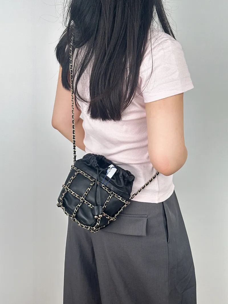 Chanel Crossbody Bag Crossbody Bag Black Lambskin One Size12 × 11 × 18 cm — on-model view 2 of 2