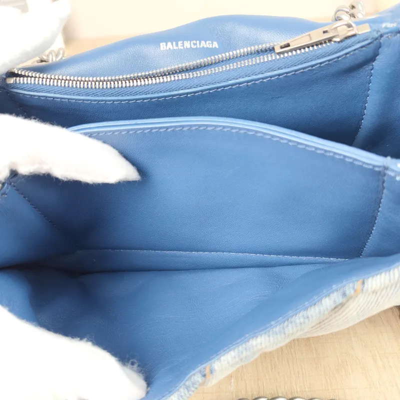 BALENCIAGA Shoulder Bag CRUSH Chain Bag Blue Small 25 × 8 × 15 cm — detail view 9 of 12