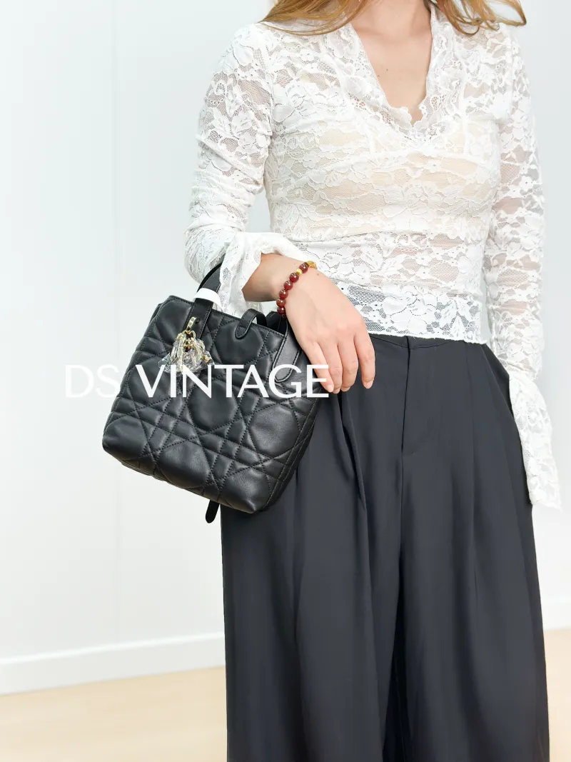 DIOR Shoulder Bag TOUJOURS Edition Black Calfskin Small 18.5 × 12 × 18.5 cm — on-model view 2 of 4