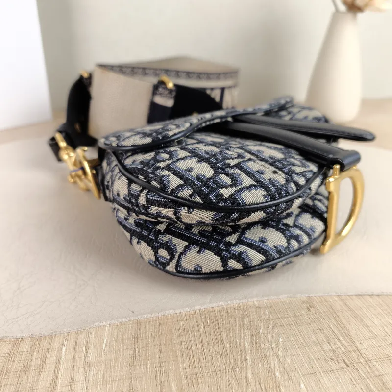 DIOR Top Handle Bag Saddle Blue Canvas Mini 19 × 6 × 15 cm — detail view 3 of 9