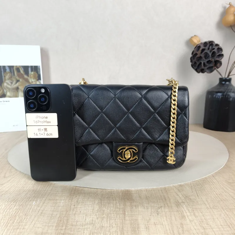 Chanel Crossbody Bag 22p Black Lambskin One Size 20 × 5 × 15 cm — cover view 5 of 5