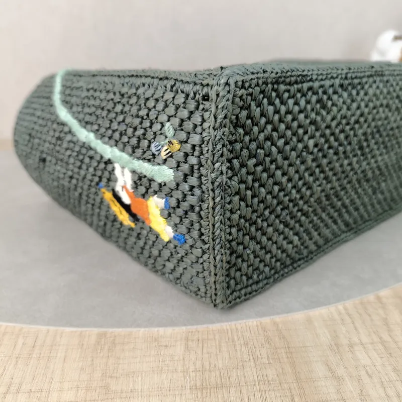 LOEWE Shoulder Bag Tote Bag Green Woven One Size 23 × 10 × 19 cm — detail view 1 of 12
