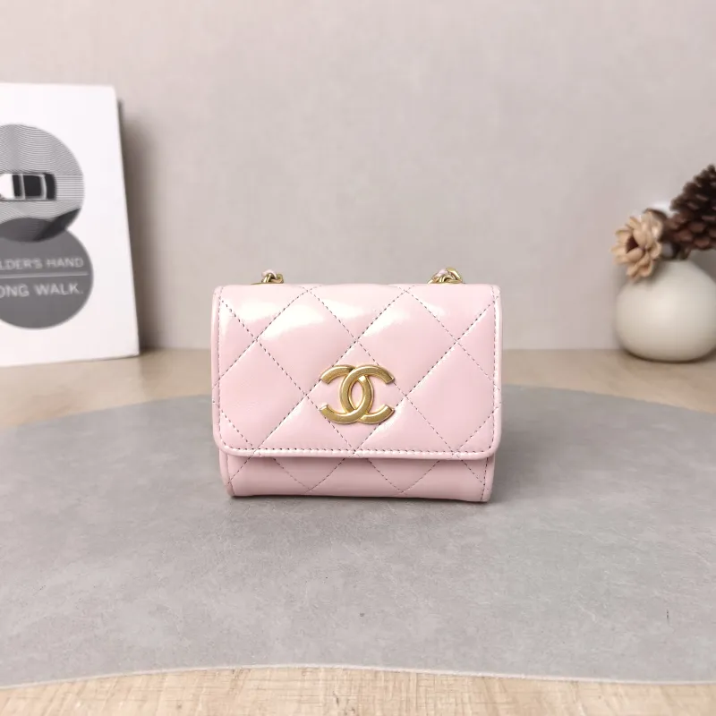 Chanel Crossbody Bag CF Crossbody Bag Pink Calfskin Mini 11 × 3 × 9 cm