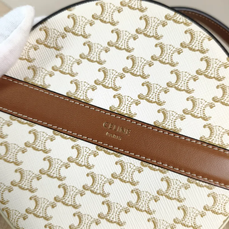 CELINE Crossbody Bag Triomphe White PVC Mini 13.5 × 4 × 13.5 cm — detail view 3 of 11