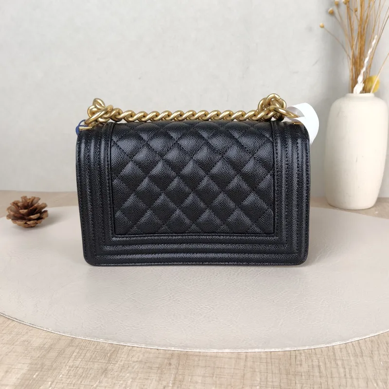 Chanel Crossbody Bag Le Boy Black Grained Calfskin Small 20.5 × 8.5 × 12 cm — cover view 4 of 5