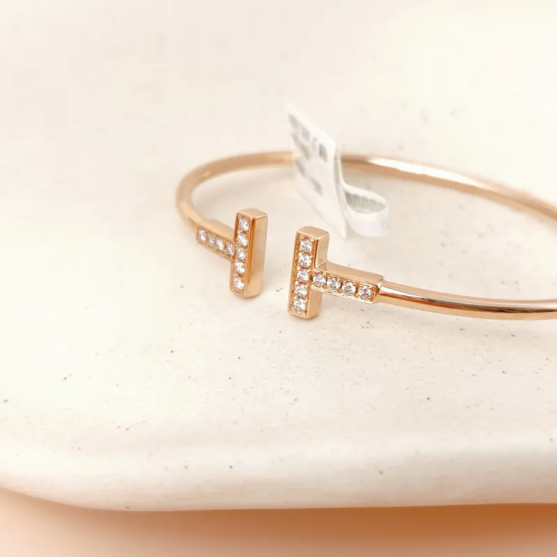 Tiffany&Co. Bangle TC ollection T Rose Gold Rose Gold 18KR ose Gold Diamond Medium 15.9 โ cover view 7 of 8