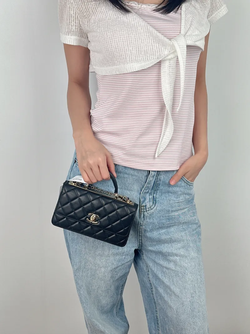 Chanel Crossbody Bag trendy cc woc Black Lambskinmini19.2 × 3.5 × 12.3 cm — on-model view 2 of 3